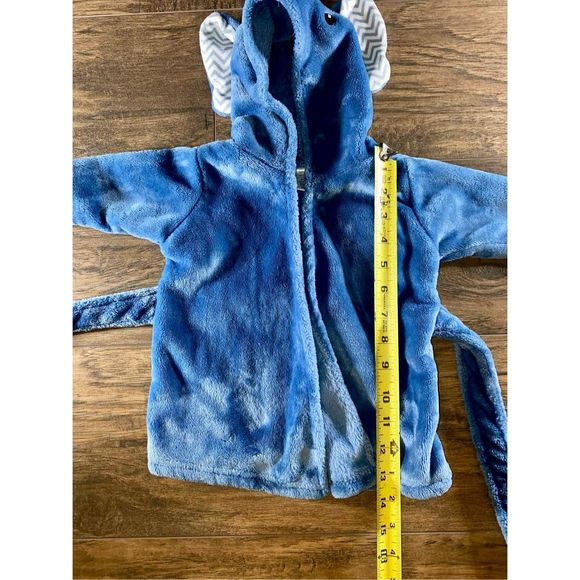 Little Treasures Chevron Elephant Plush Bathrobe in Blue 0-9 Months - Picture 3 of 7